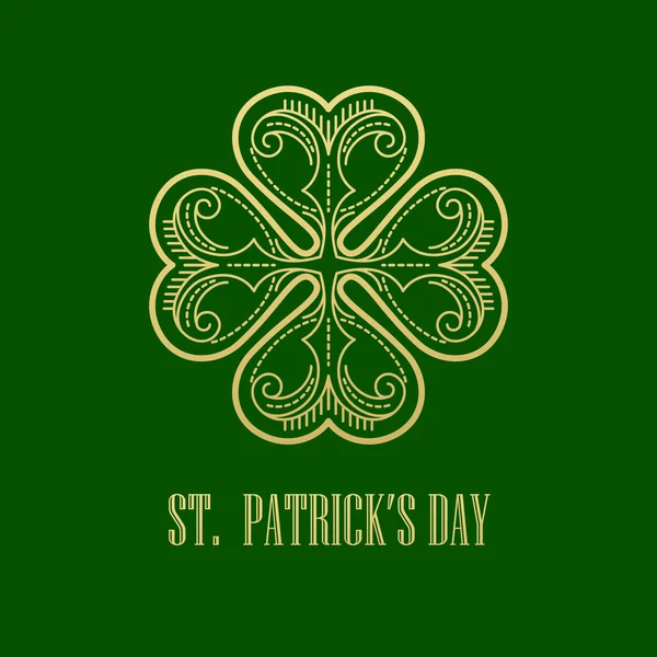 Golden Shamrock. Patrick den symbol tomto. Vektorové ilustrace — Stockový vektor