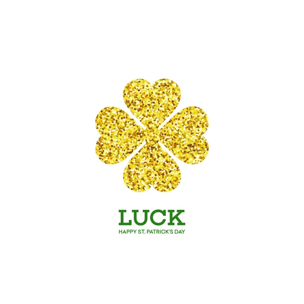 Golden Shamrock. Patrick Day Simbol. Ilustración vectorial — Vector de stock