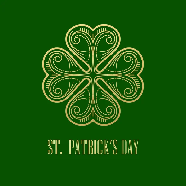 Golden Shamrock. Patrick Day Simbol. Ilustración vectorial — Archivo Imágenes Vectoriales