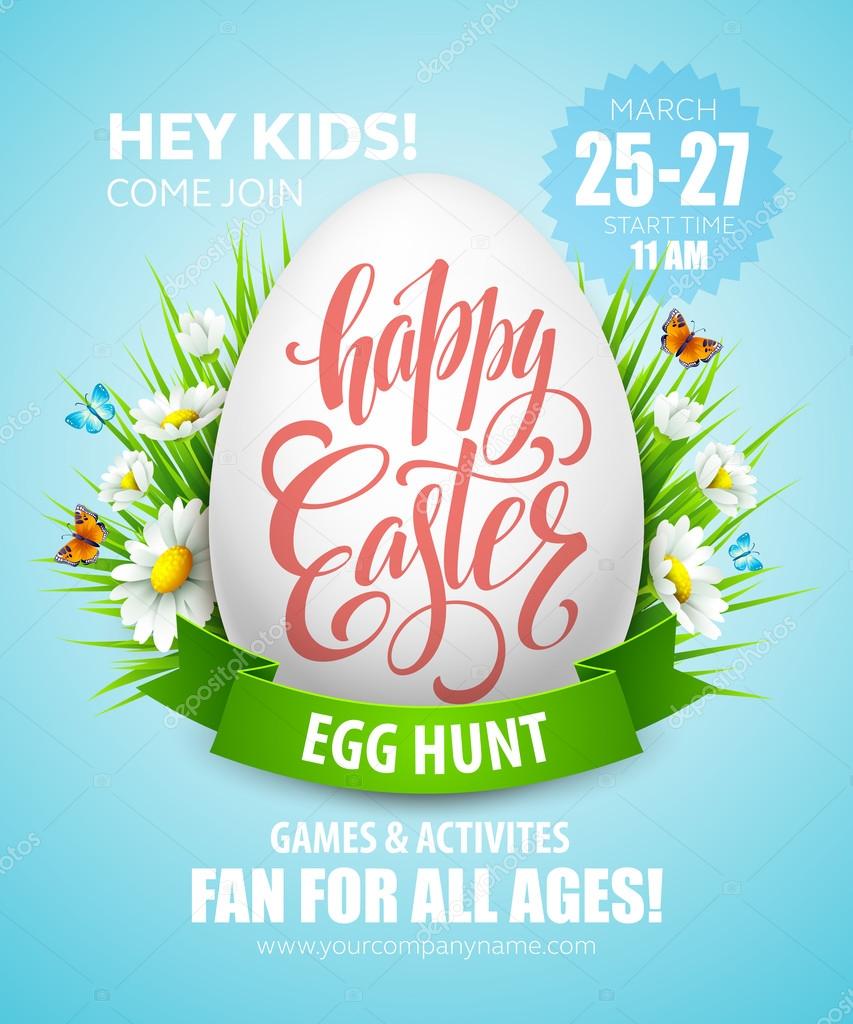 Easter Egg Hunt  poster. Vector illustration