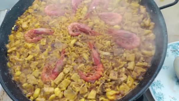 Traditionelle Fideua Aus Valencia Spanien Ein Typisches Gericht — Stockvideo