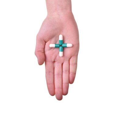 İlk yardım sembol haplarla yandan