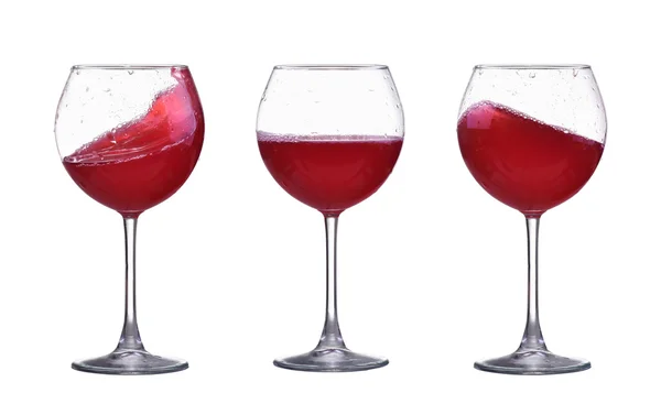 Set of red wine glass splash isolated on white — Stock Photo, Image