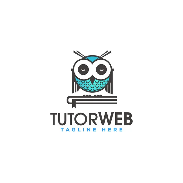 Vector Illustration Owl Tutoring Innovative Educational Platform Logo — Stock Vector