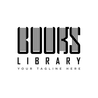Barkod tarzlı basit yazı tipi kitapları logosu