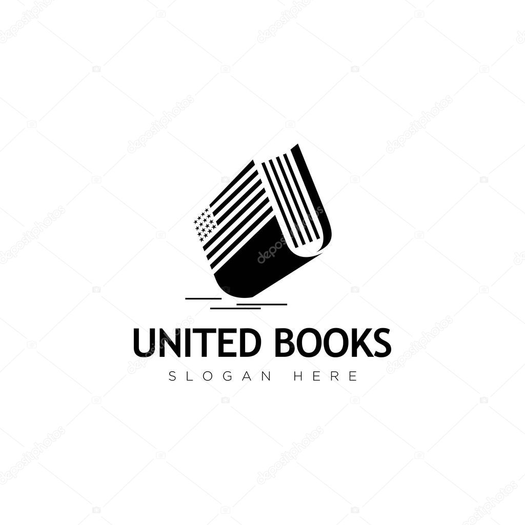 3D Logo united books with USA Flags