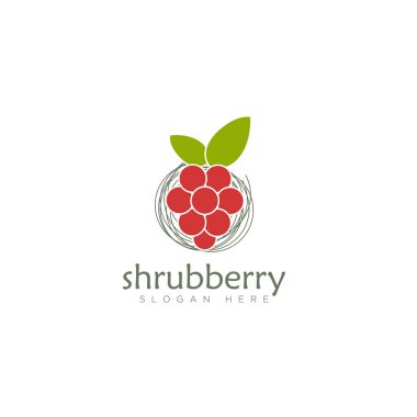 Taze logo shurbbery, çalılık gibi yuva ve meyve meyvesi vektörü