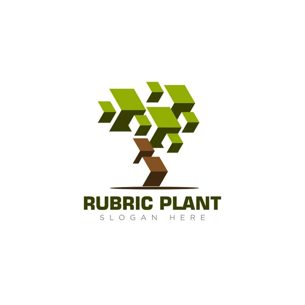 Logotipo Rubrick Plano Vetor Árvore Abstrata —  Vetores de Stock
