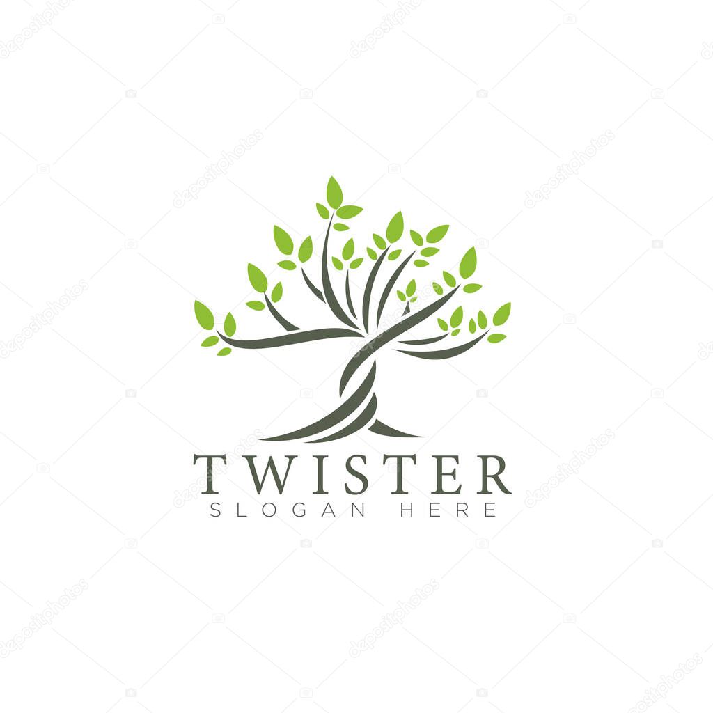 Logo twister, with twist tree vector
