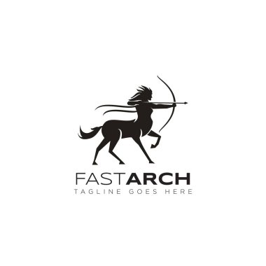 Hızlı ve okçu kadın Centaur vektöründen nişasta logosu.