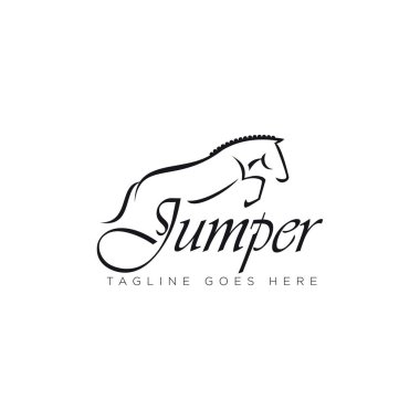 Jumper logosu, el yazısı logosu ve at atlama vektörü var.
