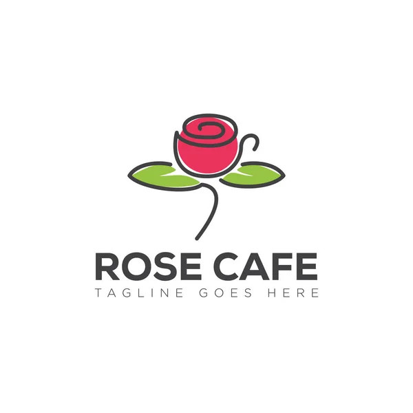 Logo Rose Cafe Flower Mug Coffee Vector — Stock Vector