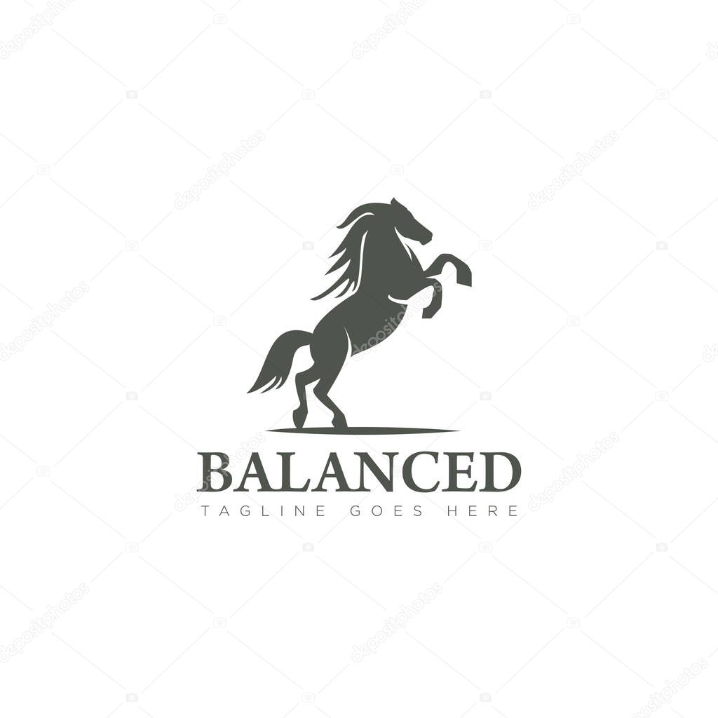 Horse logo balanced, with skittish style vector