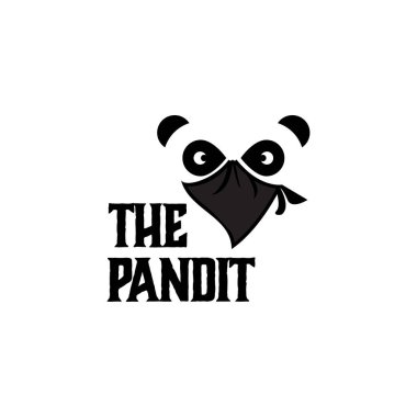 Pandit logosu, vintage, retro, rustik haydut panda vektörü