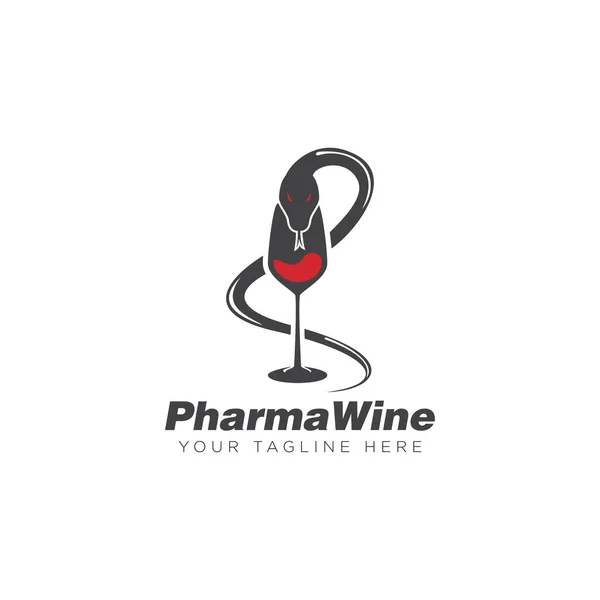 Logo Pharmawine Verre Créatif Vecteur Serpent — Image vectorielle