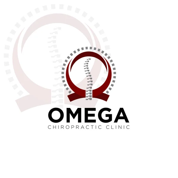 Logo Clinique Chiropratique Oméga Vecteur Créatif Dorsal — Image vectorielle