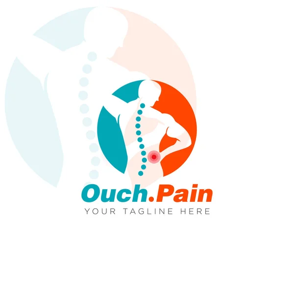 Ouch Pain Logo Espace Négatif Personne Douleur Vecteur — Image vectorielle