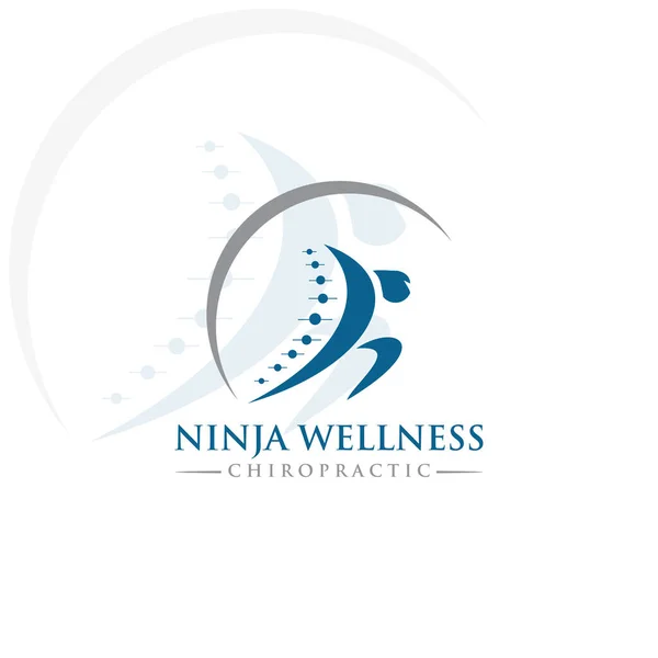 Ninja Sağlığı Kayropraktik Logosu Yaratıcı Soyut Çalışma Vektörü — Stok Vektör