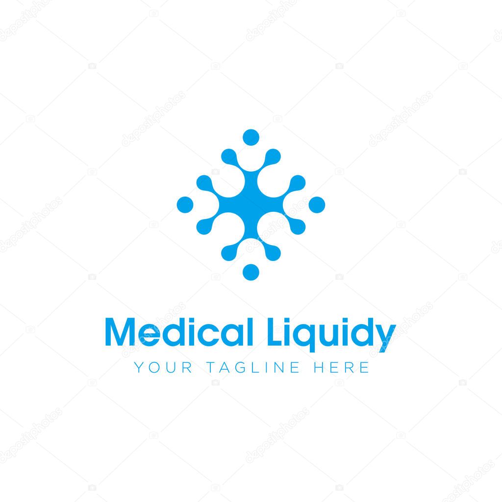 Medical liquidy logo, creative splash water with cross health vector