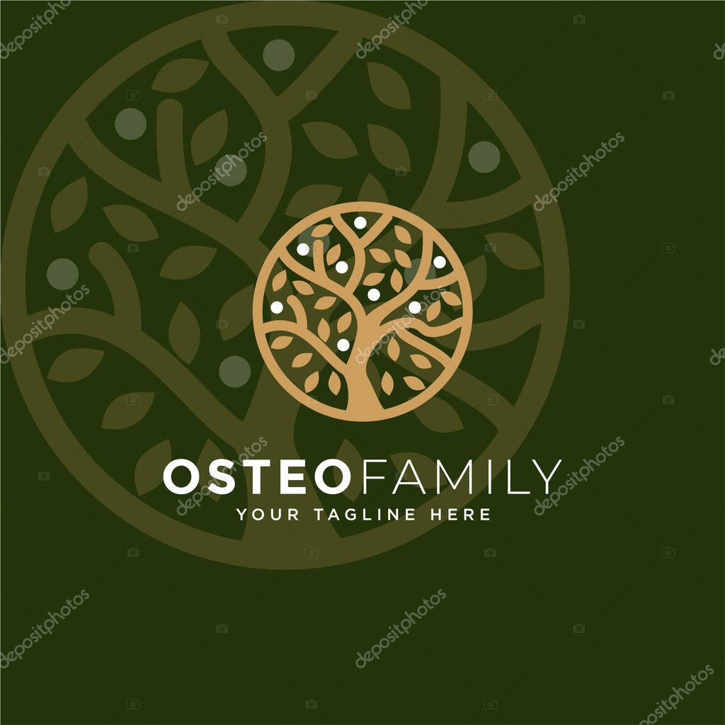 Osteofamily logo, creative tree family vector
