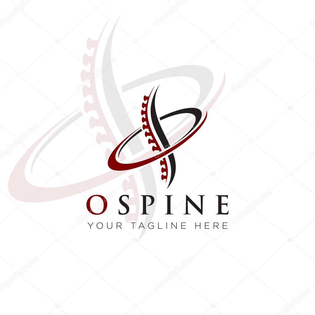 Ospine logo, creative back bone and ring vector