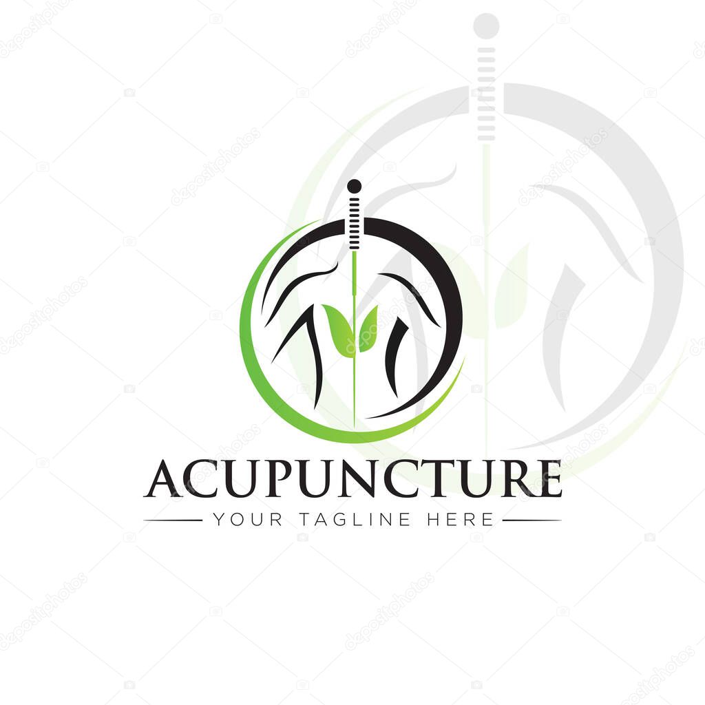 Logo acupuncture, creative body and needle vector