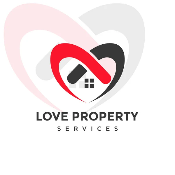 Love Property Service Logo Protect House Heart Vector — Stock Vector