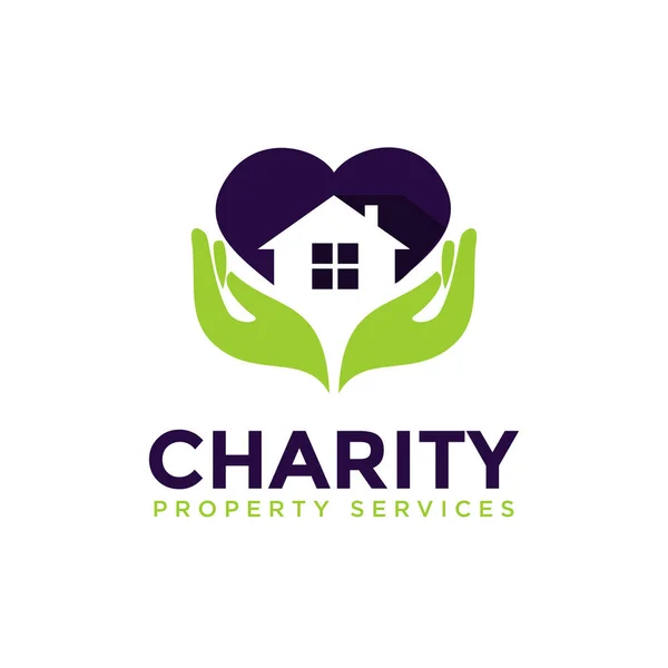 Charity Property Service Logo Apoiar Casa Vetor Coração —  Vetores de Stock