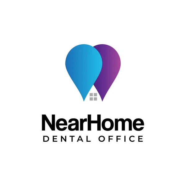 Logotipo Escritório Dental Nearhome Dois Pinos Gota Faz Forma Dente —  Vetores de Stock