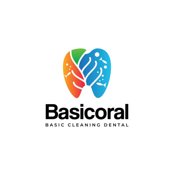 Logotipo Basicoral Design Dentes Com Vetor Coral Cena —  Vetores de Stock