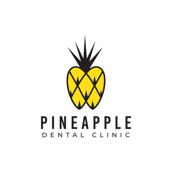 Pineapple Dental Clinic Fun Fruit Tooth Shape Vector — Stock Vector