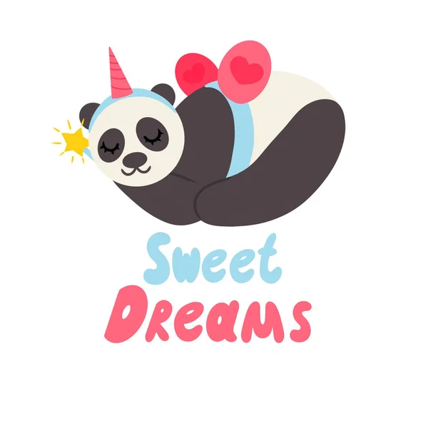 Entzückender Panda Einhorn Feenkostüm Mit Zauberstab Den Pfoten Bild Ist — Stockvektor