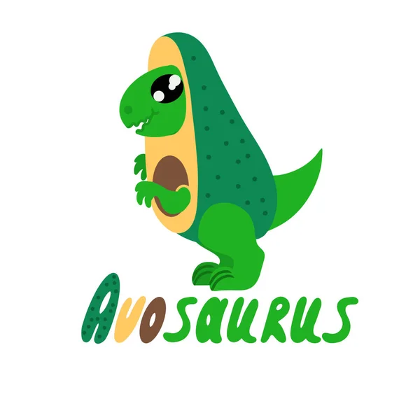 Divertido Dinosaurio Con Traje Aguacate Ilustración Vectorial Aislada Sobre Fondo — Archivo Imágenes Vectoriales