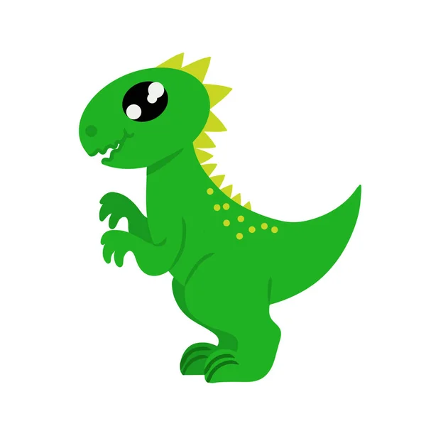 Cute Green Dinosaur Design Element Isolated White Background Vector Illustration — Stock Vector