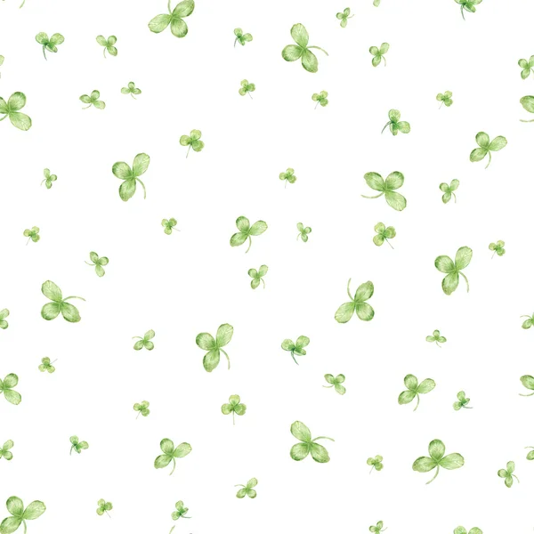 Seamless pattern with watercolor leaves of clover on white background — Stock Photo, Image