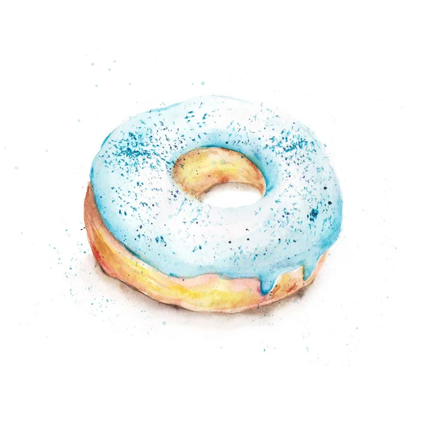 Watercolor blue donut — Stock Photo, Image