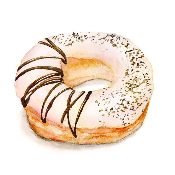 Isolated watercolor donut — Stock Photo, Image