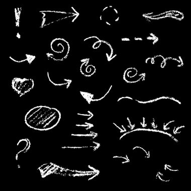 Siyah bir zemin üzerine elle çizilmiş öğeleri kümesi. Stil kroki. Vektör çizim. Öğeleri kolayca bir click.n ile değiştirmek için rengi. Öğeleri tek bir tıklama ile kolayca değiştirmek için renk.