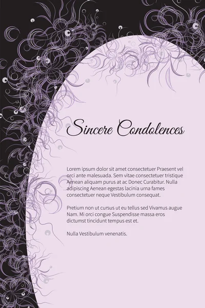 Tarjeta funeraria vectorial con elegante motivo floral abstracto — Vector de stock