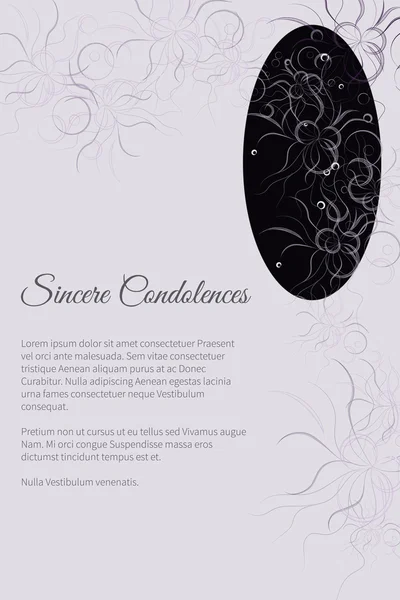 Vector funeral card with elegant abstract floral motif — Stock Vector