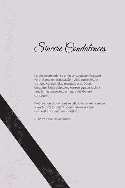 Vector begrafenis kaart met elegante abstract floral motief — Stockvector