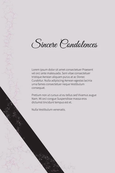 Tarjeta funeraria vectorial con elegante motivo floral abstracto — Vector de stock