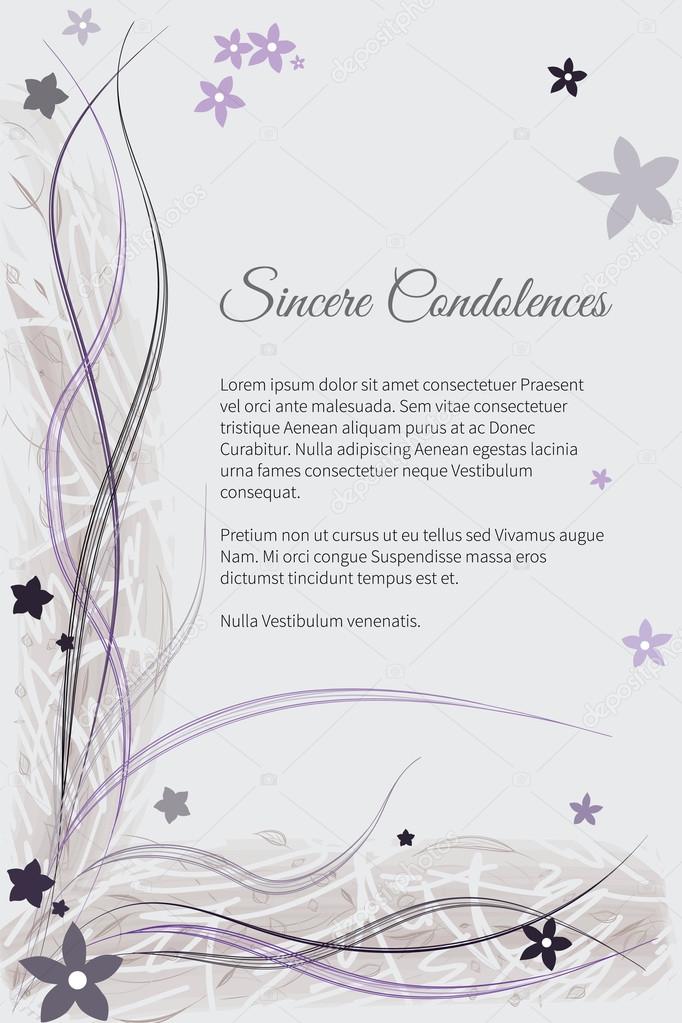 Vector funeral card with elegant abstract floral motif