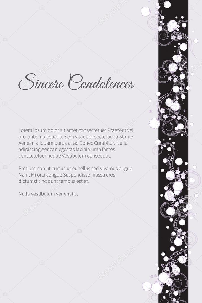 Vector funeral card with elegant abstract floral motif