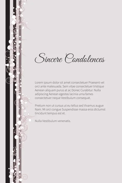 Vector funeral card with elegant abstract floral motif — Stock Vector