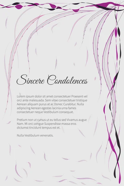 Vector begravning kort med eleganta abstrakt blomstermotiv — Stock vektor