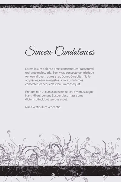 Tarjeta funeraria vectorial con elegante motivo floral abstracto — Archivo Imágenes Vectoriales