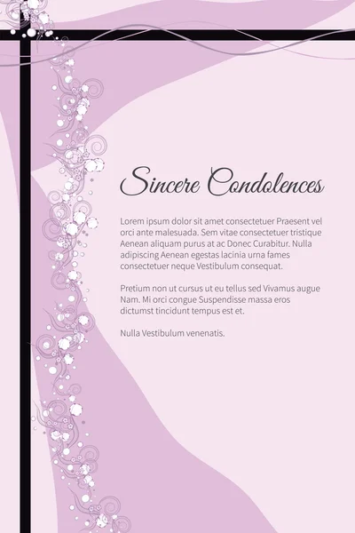 Tarjeta funeraria vectorial con elegante motivo floral abstracto — Archivo Imágenes Vectoriales