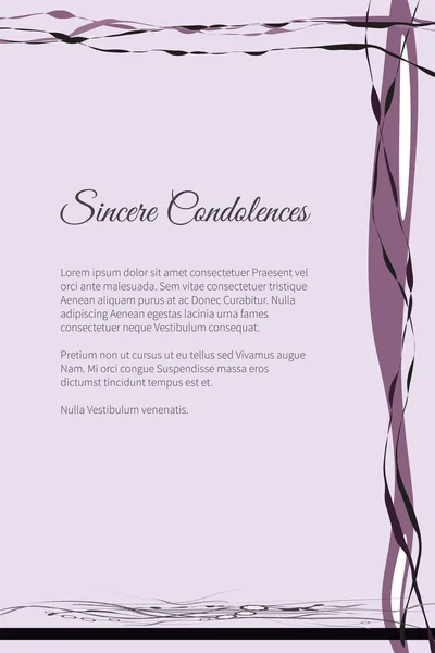 Tarjeta funeraria vectorial con elegante motivo floral abstracto — Vector de stock