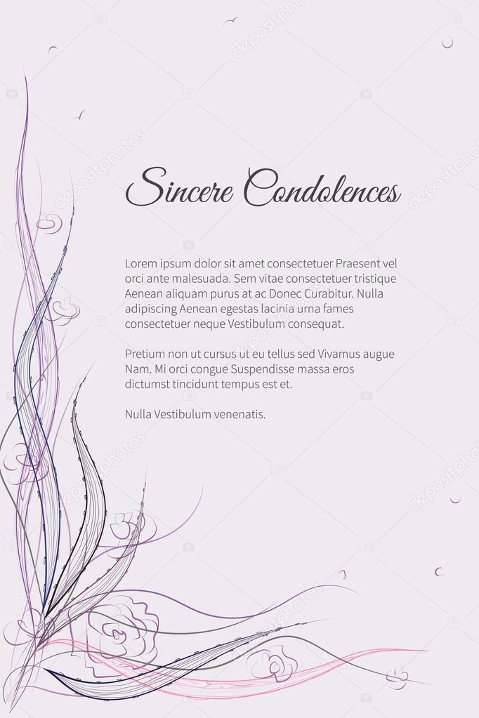 Vector funeral card with elegant abstract floral motif